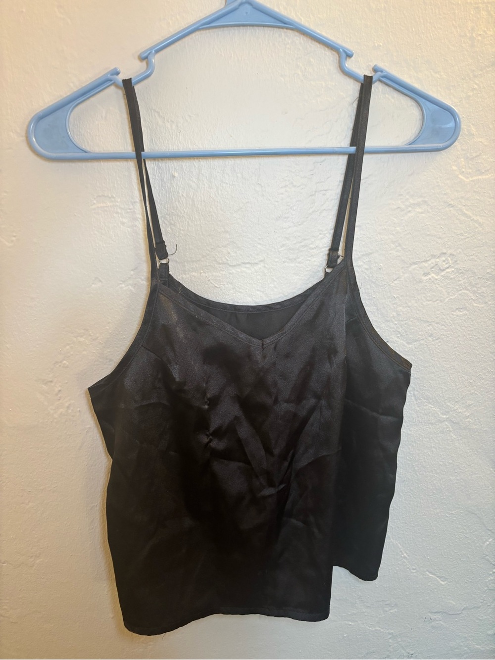 Black Women's Satin Cami Tank Top - Sleek Adjustable Straps